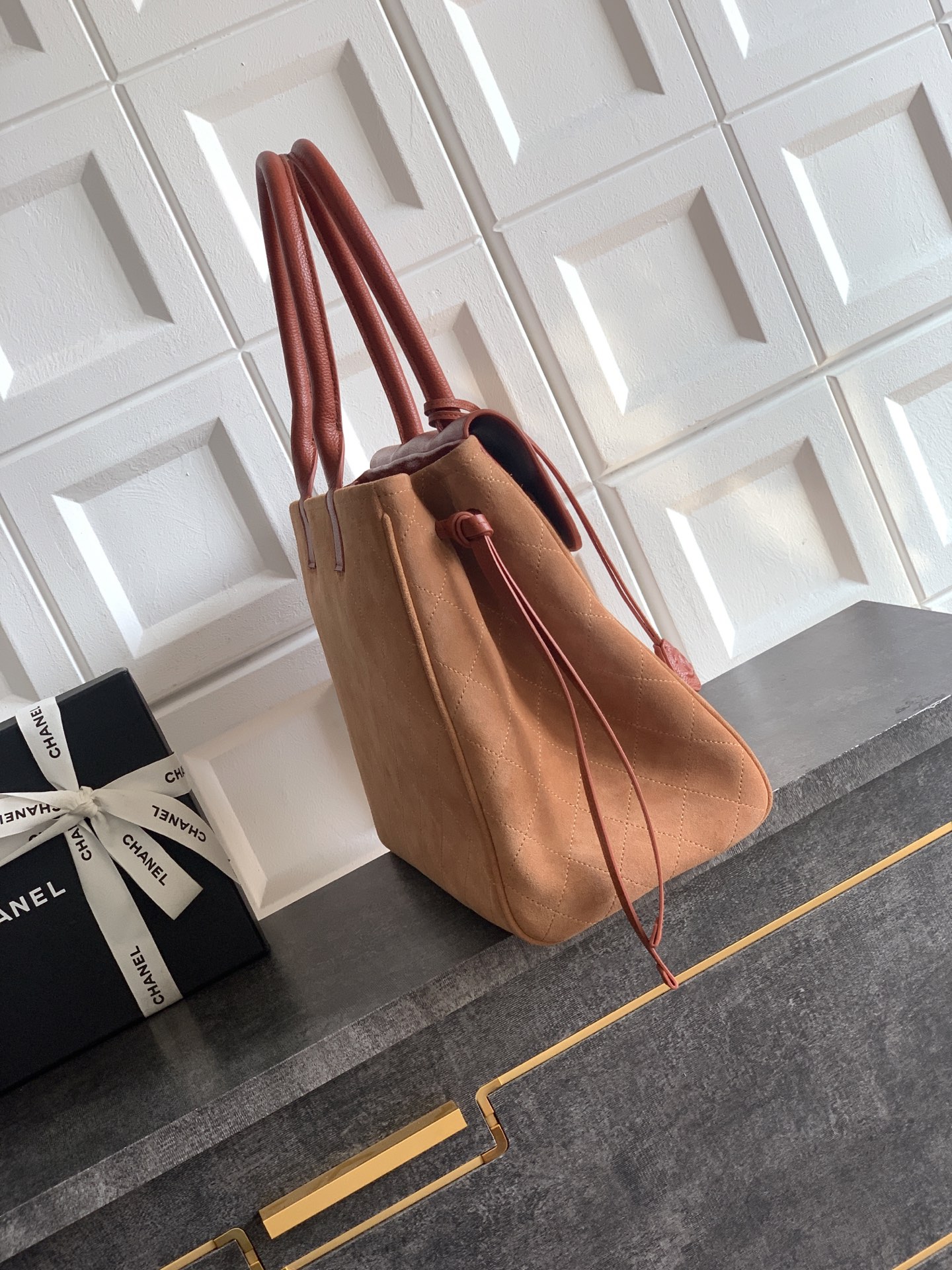 OHANEL 🚩🚩🚩 2026 Spring/Summer Suede Boston Bag ✈ Shopping Bag 26ss