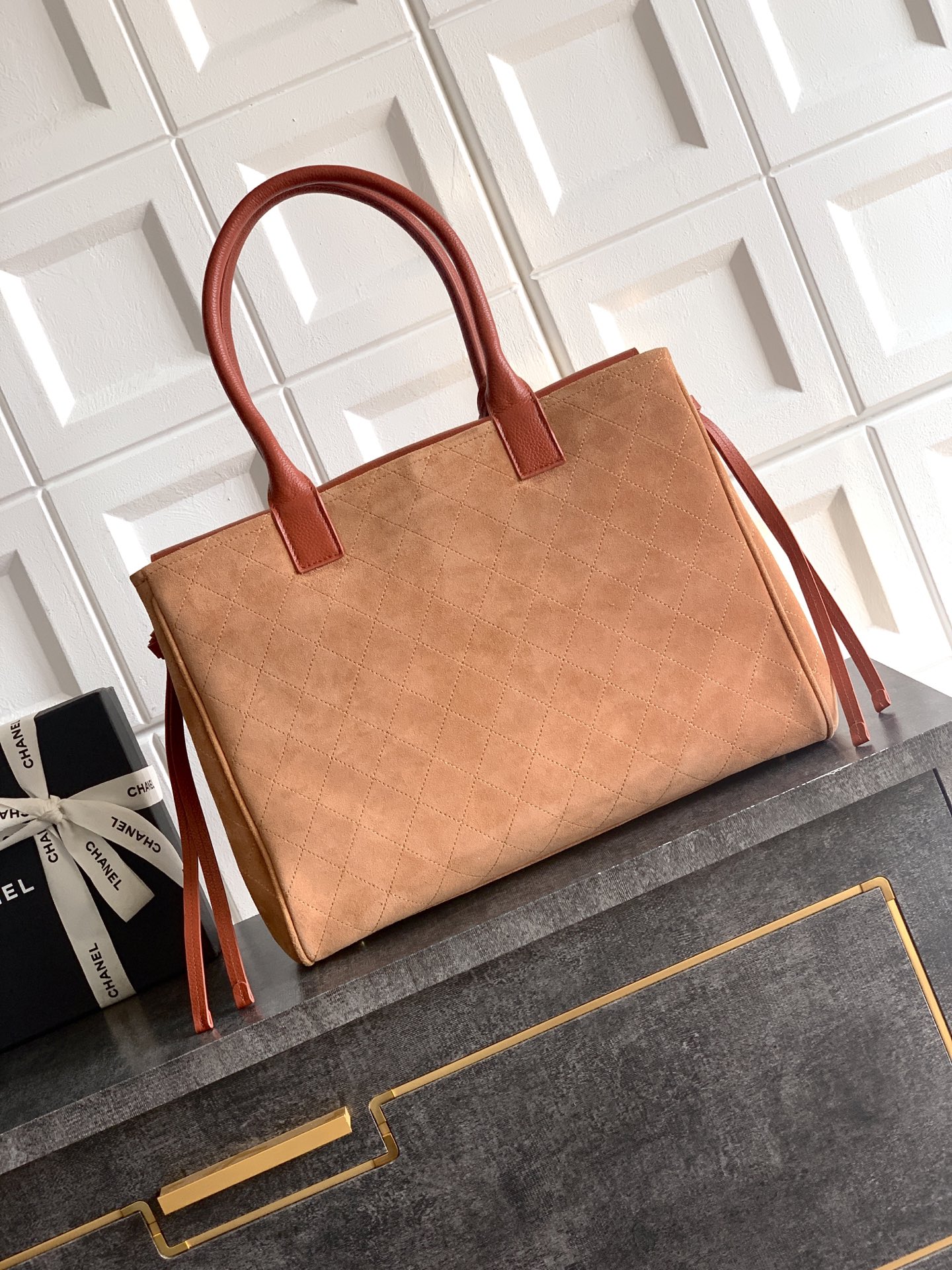 OHANEL 🚩🚩🚩 2026 Spring/Summer Suede Boston Bag ✈ Shopping Bag 26ss