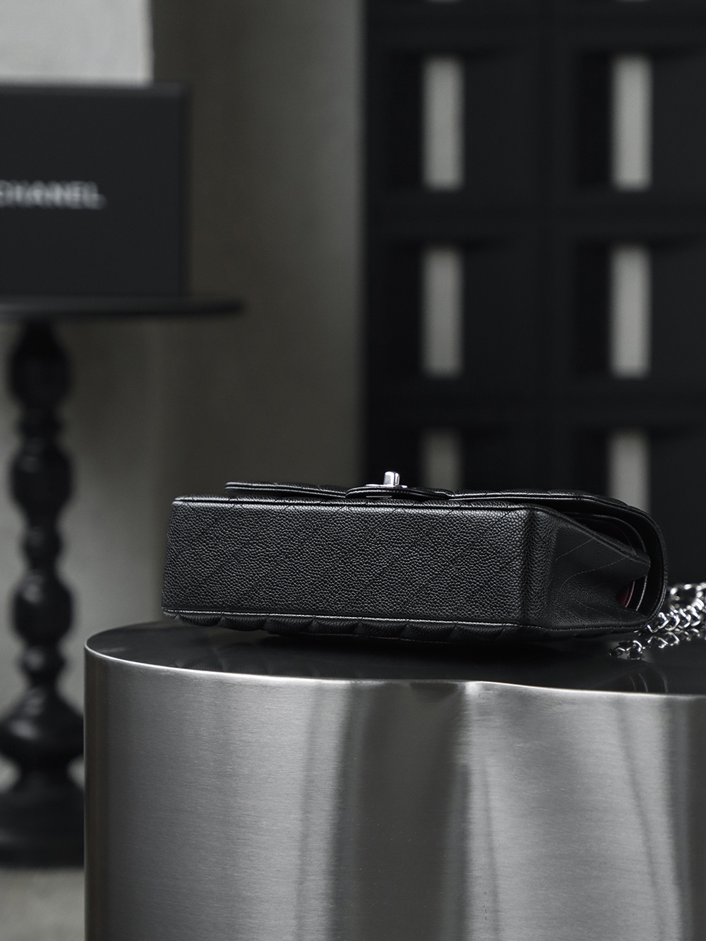 Classic Flap, Medium, Black and Silver, Authenticated Version 👜