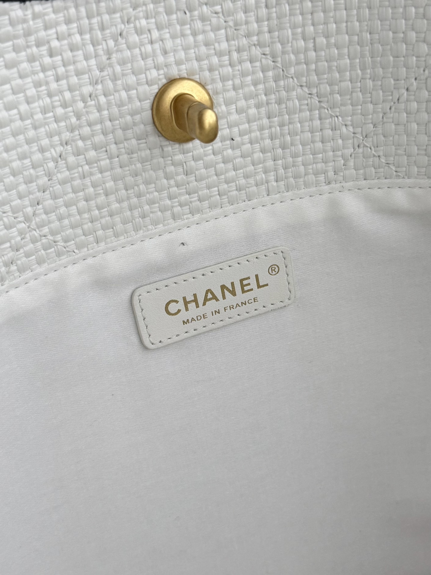 OHANEL 26c Raffia Woven Tote Bag, White, Large Size