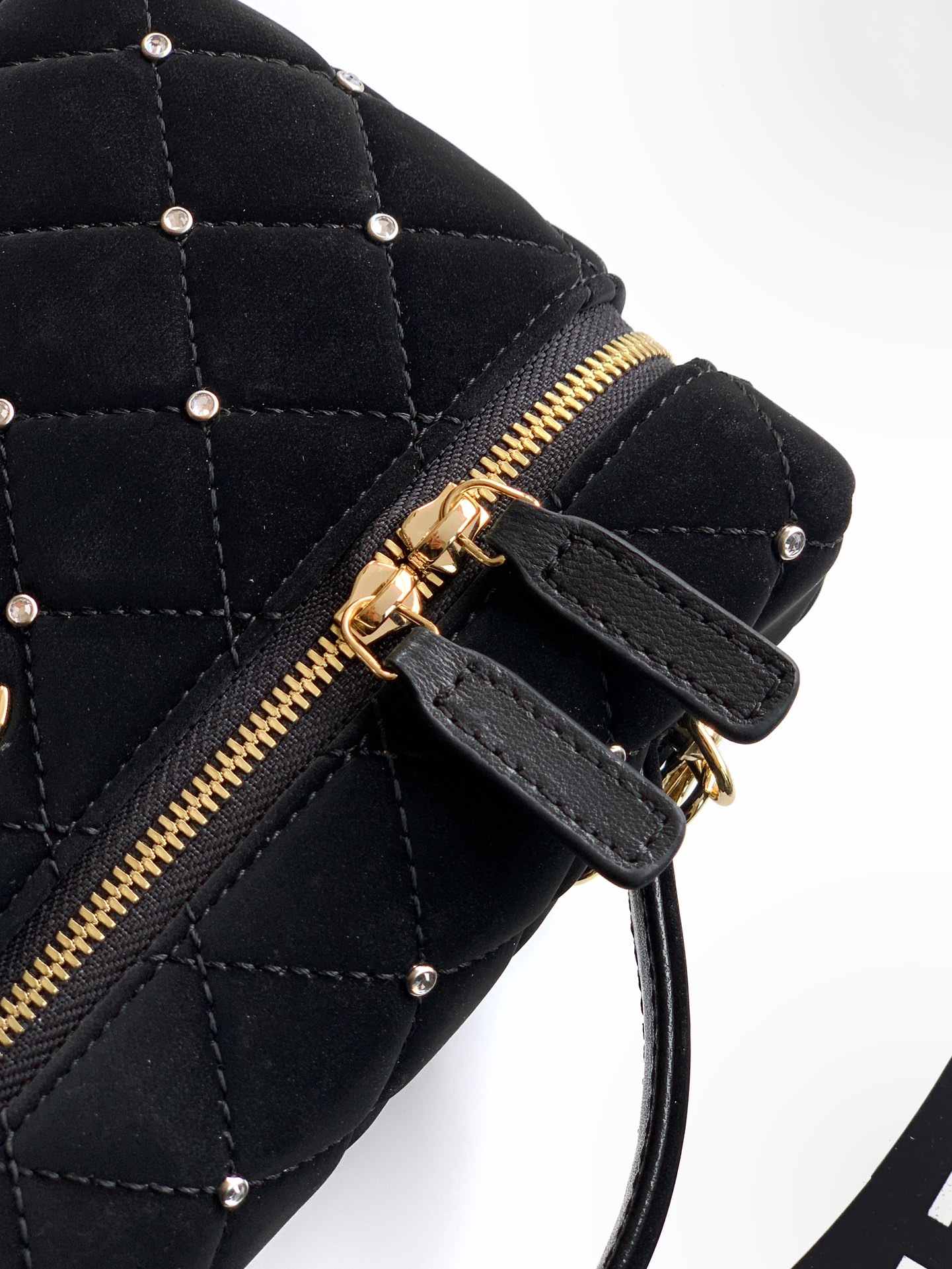 OHANEL 25k Black Velvet Diamond-Studded Crescent Bag