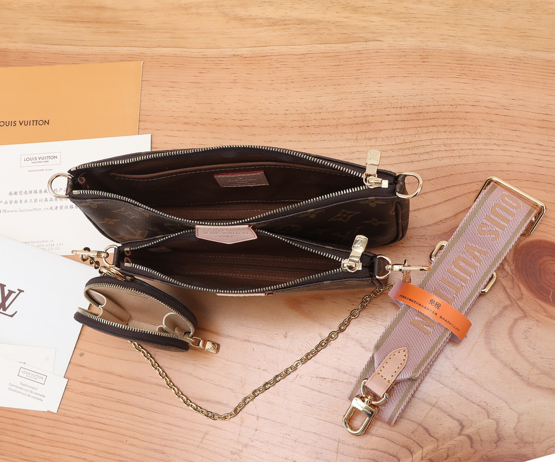 Louis Vuitton Multi Pochette Accessoires handbag collection; Pochette Accessoires clutch bag