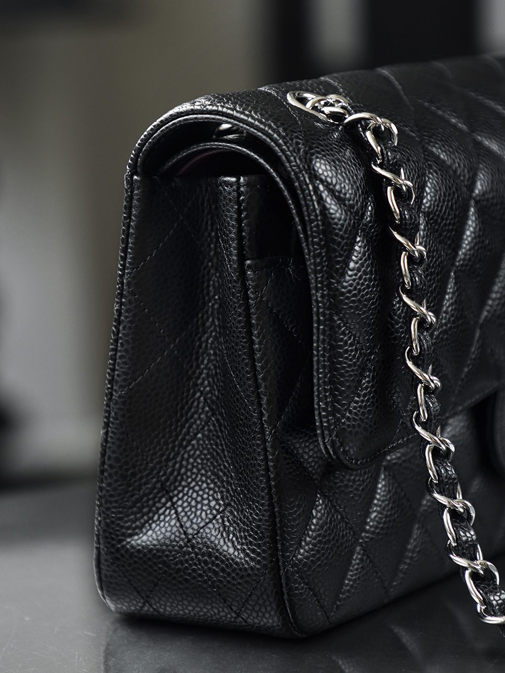 Classic Flap, Medium, Black and Silver, Authenticated Version 👜