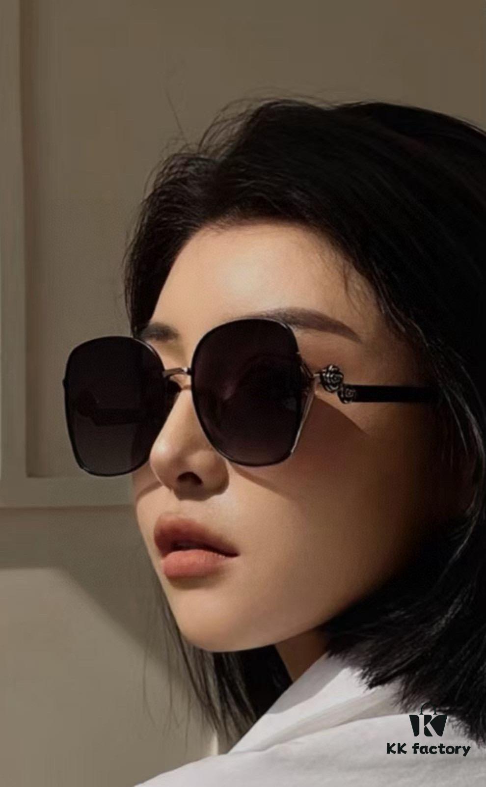 New CHANEL Square Sunglasses with Pearl Accents and Metallic Bridge