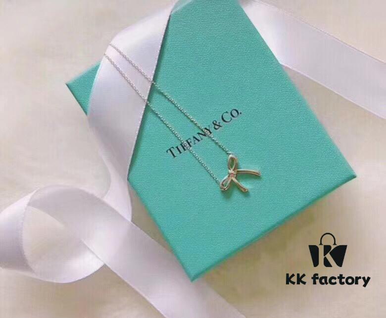 Original Design Counter Small Smooth Bow Necklace ✨Tiffany & Co. Official Website ✨✨ German Imported 925 Sterling Silver Vacuum Plated with Pt950 Platinum, Comparable to Counter Quality